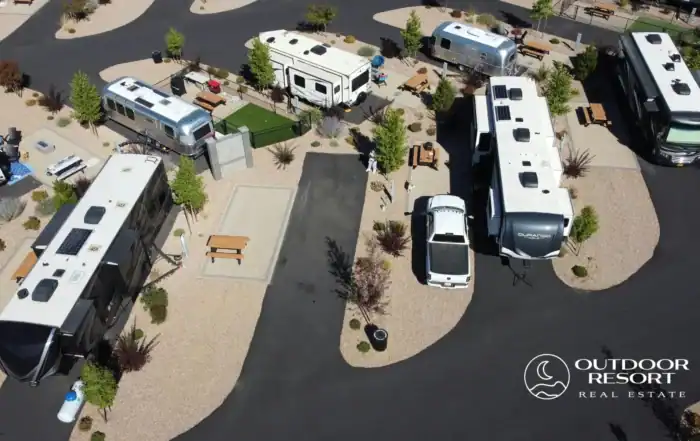 RV resort communities as vacation homes with luxury RV lots and outdoor resort real estate