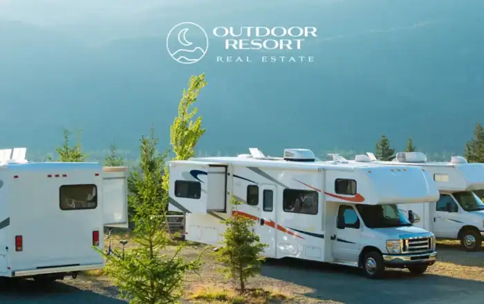 Existing resort lots with RVs offering an alternative to renting for vacations