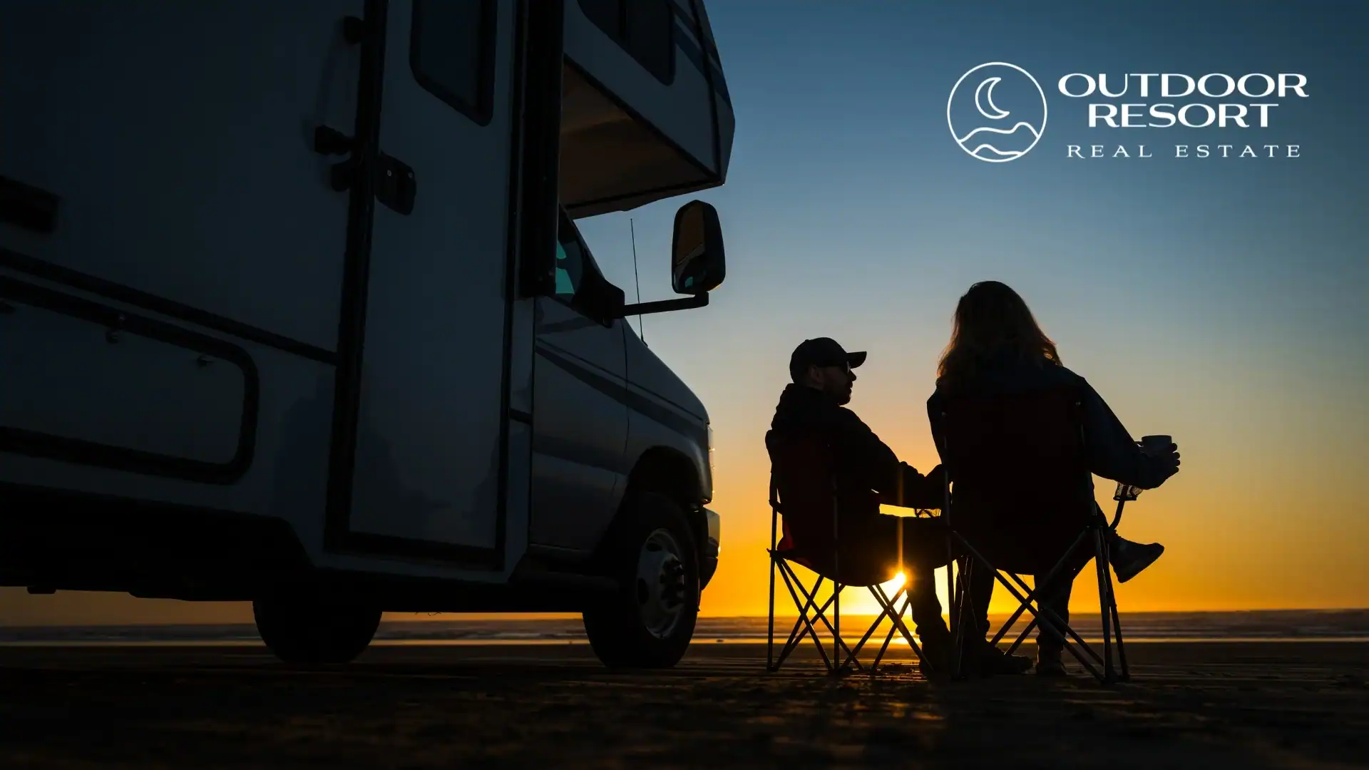 Hilton Head Island Motorcoach Resort Real Estate featuring a luxury motorcoach at sunset on the beach